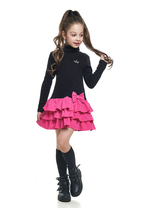 Платье комбинированное из кашкорса UD 6079 черный/малина - Mini maxi фото 3