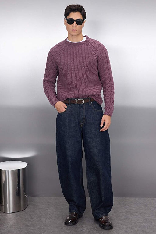 G_l Kurusu Casual Unisex Regular Fit Y_nl_ Bisiklet Yaka Sa_ _rg_ Detayl_ Triko Kazak TMNAW22KZ2059 - Trendyolmilla фото 2