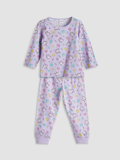Bisiklet Yaka K?z ?ocuk Pijama Tak?m?