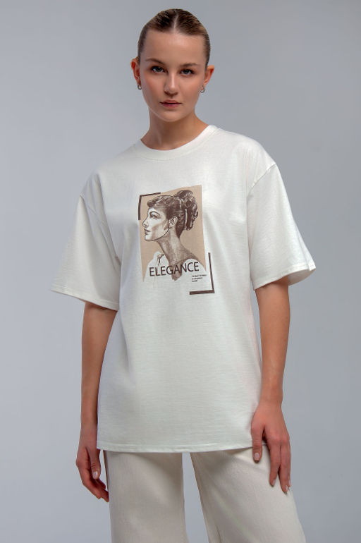 Арт. 31125 Футболка женская оверсайз 44-52 (5 шт) Цвет:молочный - Калинка фото 8