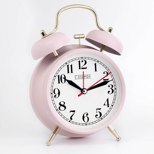 Будильник «Пеннант», дискретный ход, d=9 см, 17×11 см, от батарейки АА, розовый