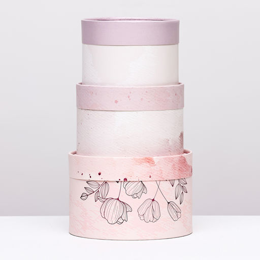 Набор шляпных коробок 3 в 1 Цветы , завальцованная, 16 х 10, 14 х 9, 13 х 8,5 см - UPAK LAND фото 3