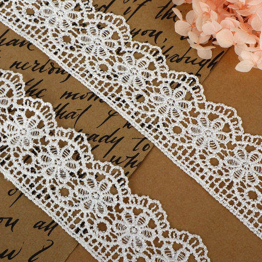 Кружево гипюровое, 45 мм, 6.8±0.5 м, цвет белый