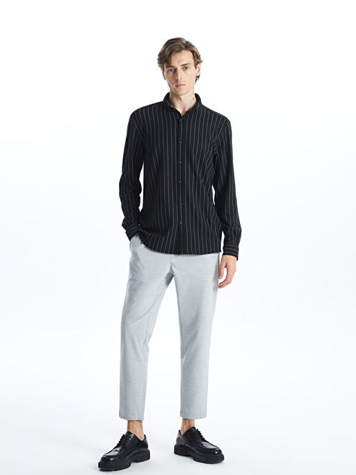 Slim Fit Uzun Kollu ?izgili Erkek G?mlek