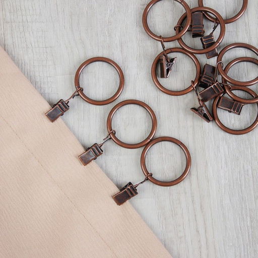 Кольцо для карниза, с зажимом, d=32/38 мм, 10 шт., цвет медный