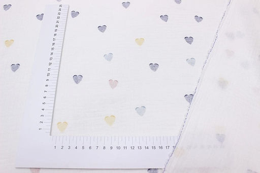 Муслин двухслойный с эф.жатости Пастельные сердечки, ш.1.40м, хлопок-100%, 120гр/м.кв - Купава фото 5