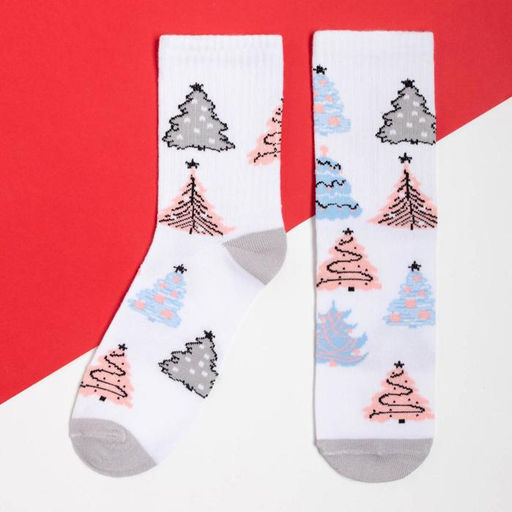 Цена за 2 шт. Носки новогодние женские KAFTAN Елочки размер 36-39 (23-25 см)