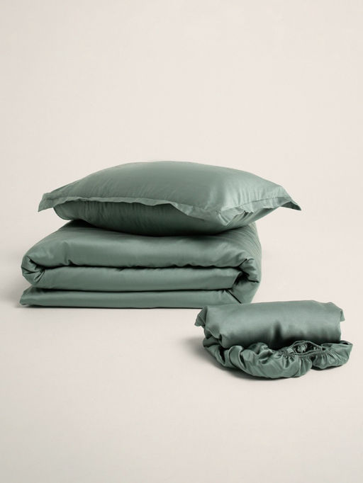 Простыня на резинке 1.5-спальная SL Home Tencel, 140×200+30 см, оливковая, тенсель