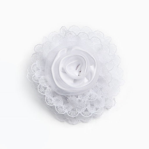 Бант для волос на резинке школьный, белый, 6.5 см, Принцессы