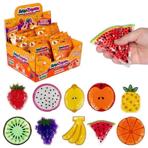 Акватубики "Фрукты" перебирайка антистресс, в пакете, 10 видов в ассорт. (поштучно) арт.Т25842 /20