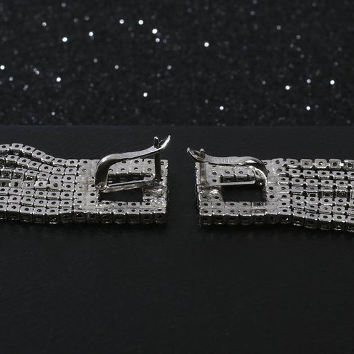 Серьги висячие со стразами «Голливуд» ромб полый, цвет белый в серебре, 7,5см