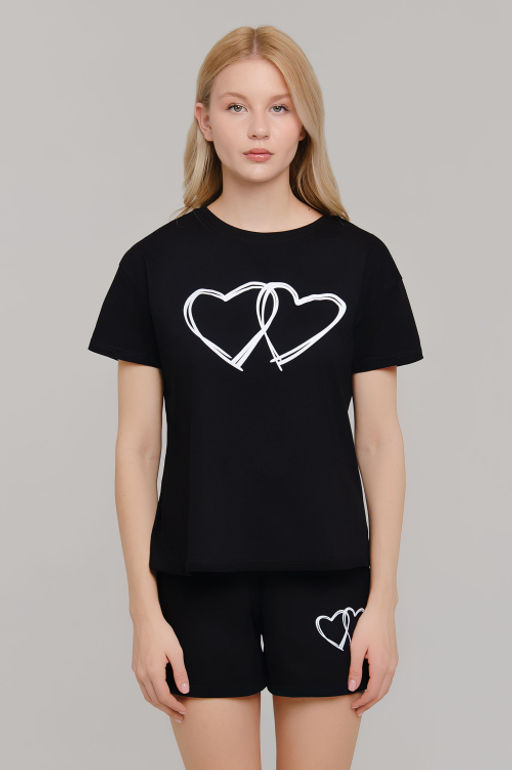 Арт. 9108 Пижама с шортами 42-50 (5 шт) Цвет:верх-черный,низ-черный - Калинка фото 4