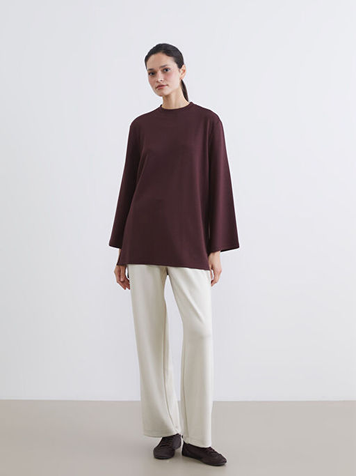 Bisiklet Yaka Oversize Kad?n Sweatshirt Tunik