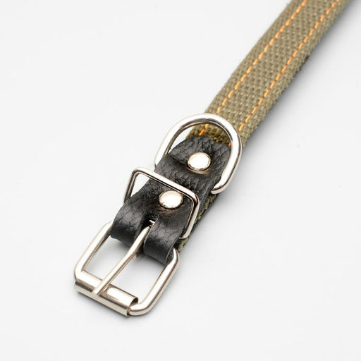 Ошейник брезентовый с подкладом, 50 х 2 см, ОШ 25-35 см, хаки - Пижон фото 3