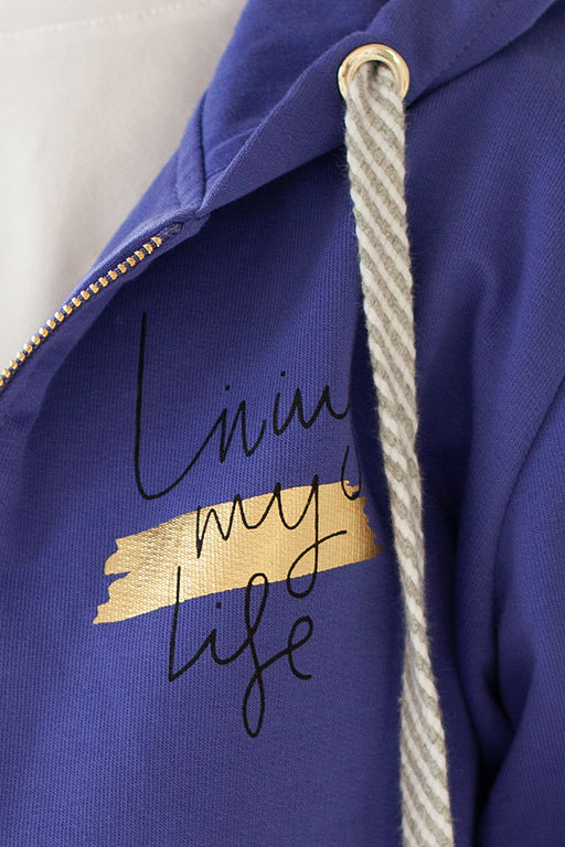 VILATTE / Худи на молнии из премиального футера с золотистой фурнитурой для девочки  фото 9