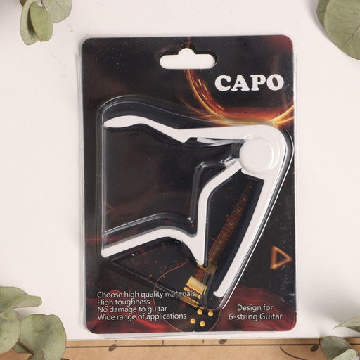 Каподастр гитарный Music life, зажим для струн, белый