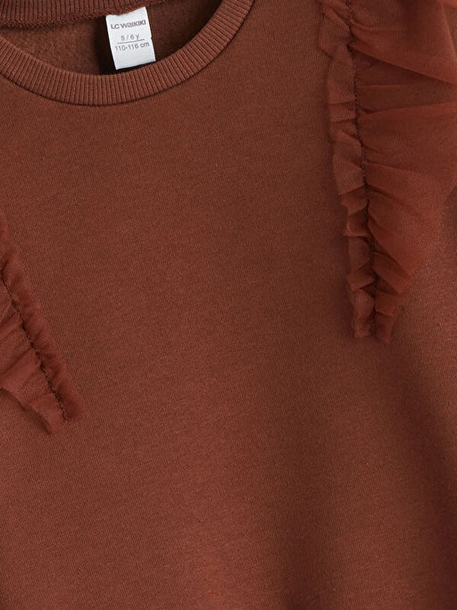 Bisiklet Yaka ?i?ekli K?z ?ocuk Sweatshirt 2li