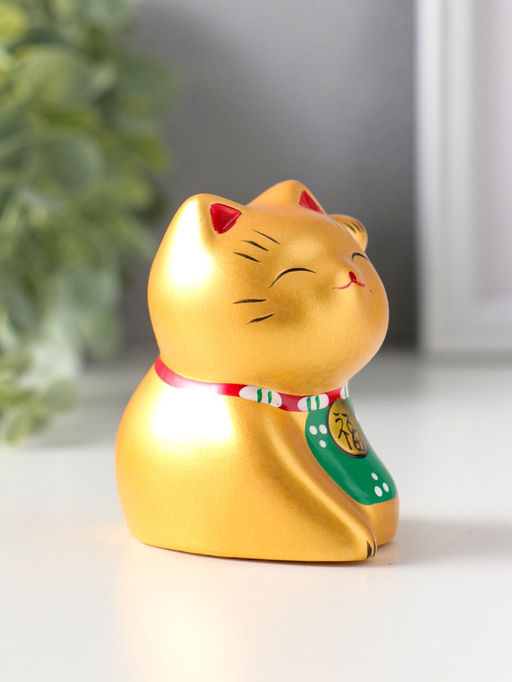 Фигурка керамика «Котик Манэки-нэко золотой», 5.3×7.3×6 см