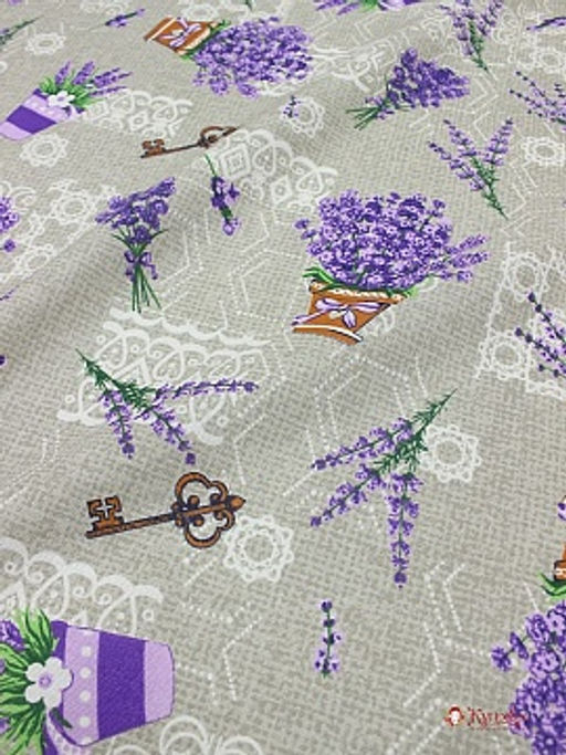 Рогожка Букеты лаванды в горшочках, ш.1.5м, хлопок-100%,160гр/м.кв