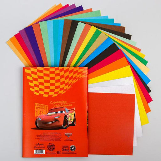 Набор Тачки А5: 10л цветного одностороннего картона + 16л цветной двусторонней бумаги - Disney фото 3