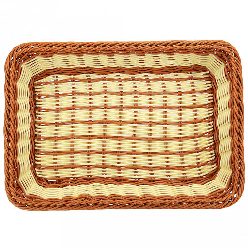 Корзина-сухарница плетная Пастораль 34,5х24,5см h7,5см, полипропилен, бежево-коричневый, форма прямоугольная (Китай) - Домашняя мода фото 3
