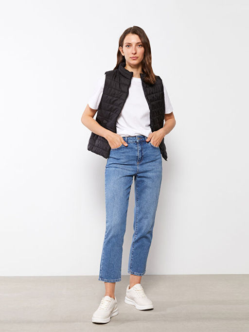 Kad?n Dik Yaka D?z Yelek