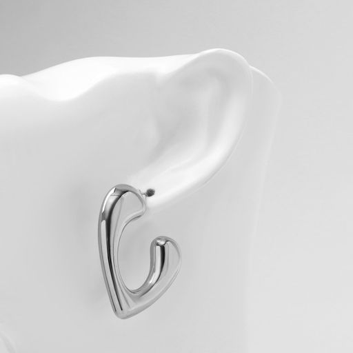 Серьги пластик Сердце биение, цвет серебро - Qf фото 4