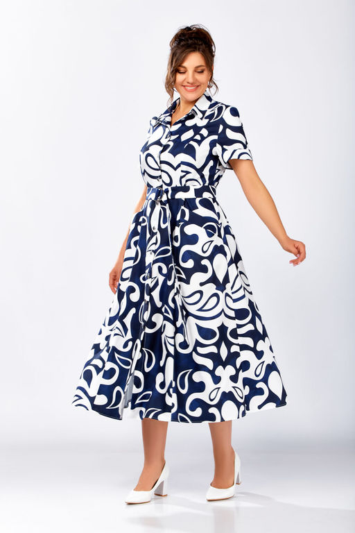 Платье Swallow 844.3 темно-синий в белый принт фото 8