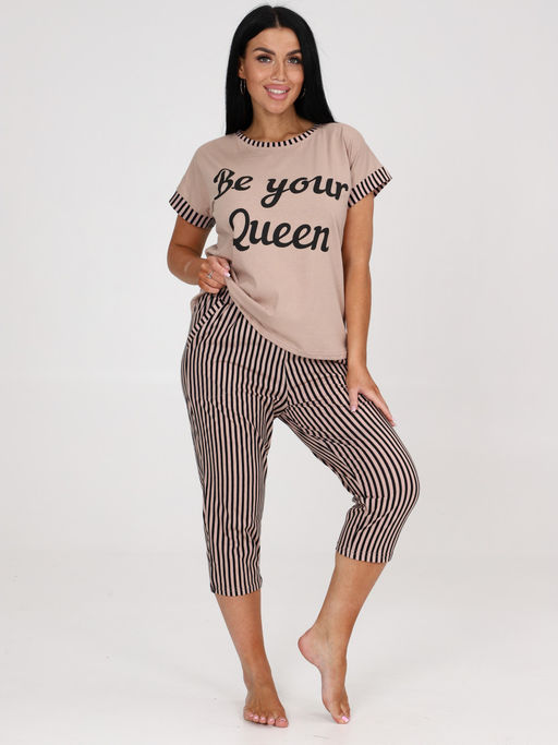 464-П ПИЖАМА ЖЕНСКАЯ (бриджи) (Бежевый) - А-дина фото 3