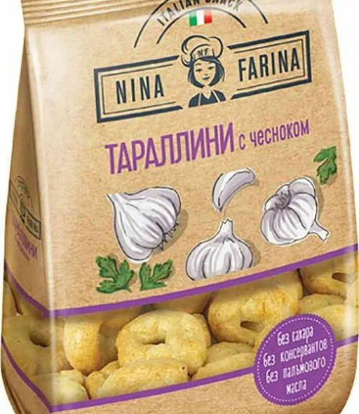Nina Farina, тараллини с чесноком, 180 г
