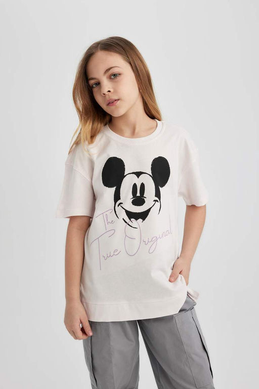 Футболка оверсайз с короткими рукавами Disney Микки и Минни для девочек - Defacto фото 6