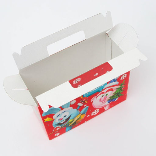 Цена за 5 шт. Подарочная коробка Новогодняя Ларец простой «Смешарики» лицензия, для сладких подарков, 23×10×16.5 см (+4.5 см).