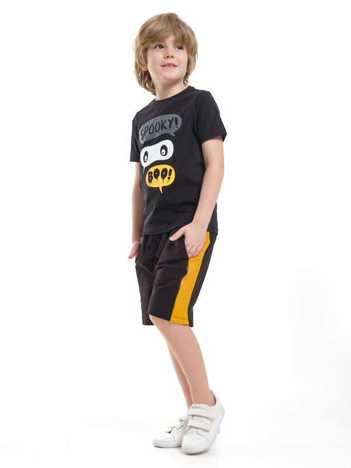 Шорты для мальчика 22-3458 черный | горчичный - Mini maxi фото 5