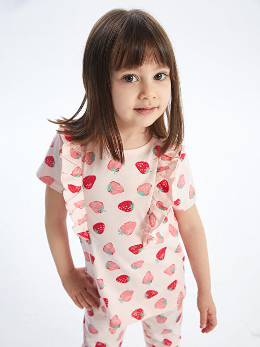 Bisiklet Yaka K?sa Kollu Bask?l? K?z Bebek Pijama Tak?m - Waikiki фото 2