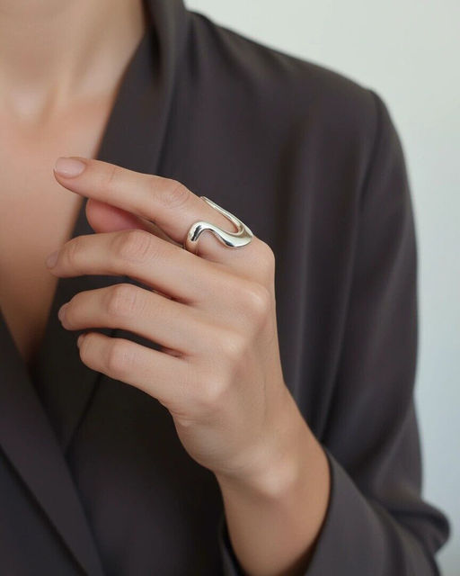 Кольцо с белым серебрением