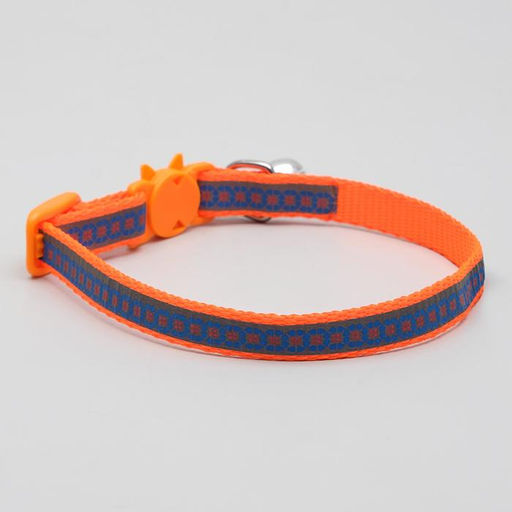 Ошейник с декоративной светоотражающей полосой, имитация нейлона, 30 х 1 см, оранжевый - Пижон фото 2