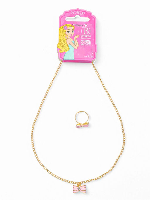 Набор детских украшений Выбражулька «Бантик», 2 предмета: кулон, кольцо, розовый