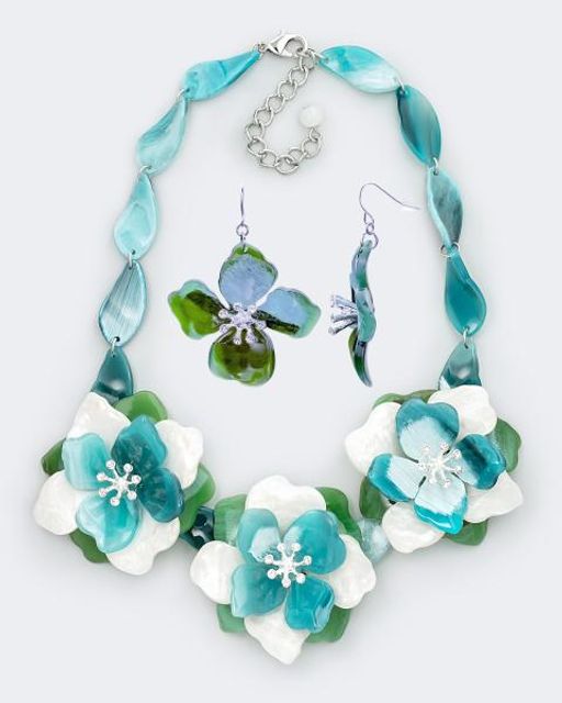 Selena. Accenta Набор "Первые цветы": колье и серьги, розовый