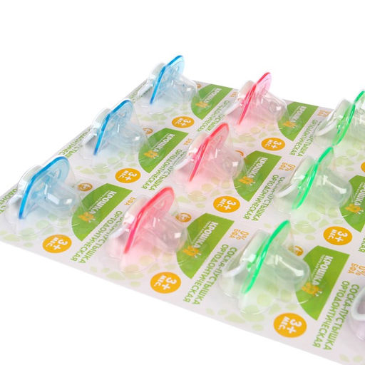 Пустышка ортодонтическая с колпачком, от 3 мес., на блистере, цвет МИКС - Крошка я фото 3