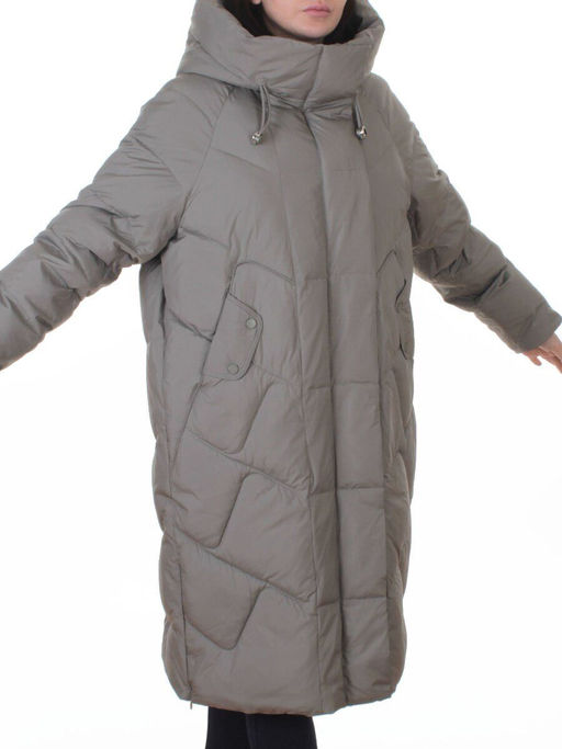 A621 GRAY/GREEN Пальто зимнее женское (200 гр. холлофайбер)
