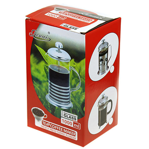 Френч-пресс корпус из нержавеющей стали "Решетка" 1000мл, д9,6см h23см, стеклянная колба, в подарочной коробке (Китай)