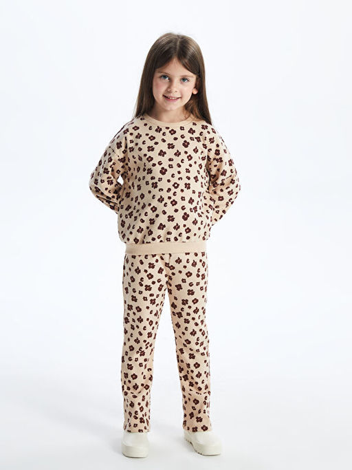 ?i?ekli K?z Bebek Sweatshirt ve Tayt Pantolon 2li Tak?m - Waikiki фото 5