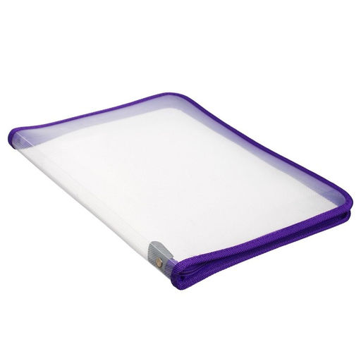 Папка пластиковая А4, 325 х 230 х 25 мм, молния вокруг, Calligrata Офис, ПМ-А4-01, 0.5 мм, прозрачная, фиолетовая  фото 4