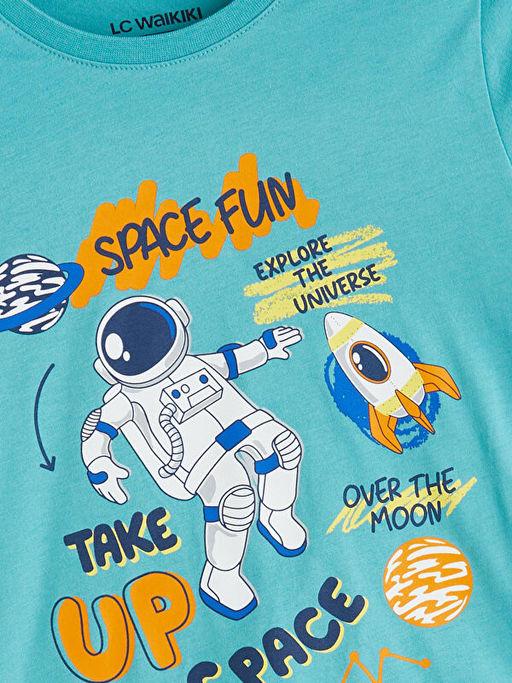 Bask?l? Erkek ?ocuk ?ortlu Pijama Tak?m?