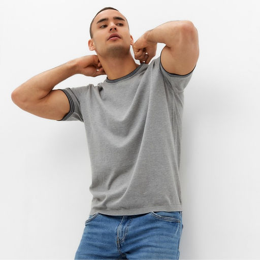 Джемпер мужской короткий рукав MINAKU REGULAR FIT: серый меланж, р-р 46