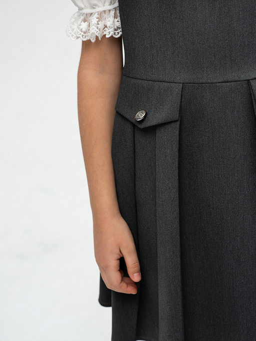 Серый школьный сарафан для девочки Mooriposh, модель 0245  фото 6