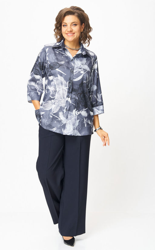 Костюм БелЭльСтиль 877/601 синий принт+синий фото 5