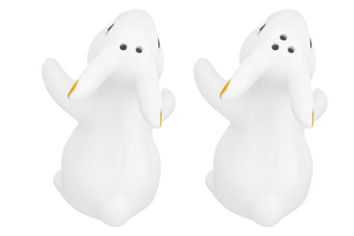 Набор д/специй 2 пр. 5,5*5,5*8 см "Кролики обнимашки" белый с золотом