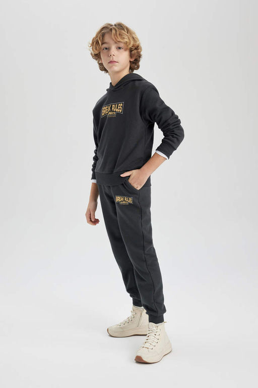 Спортивные брюки для мальчиков с принтом и эластичным карманом на шнуровке на талии - Defacto фото 4