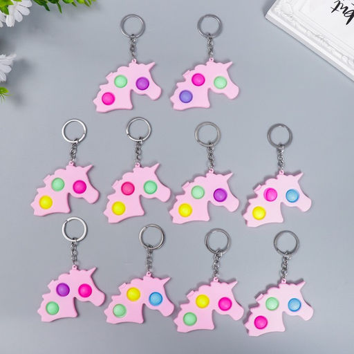 Цена за 12 шт. Брелок резина антистресс (бесконечная пупырка) Розовый единорог МИКС 9х5,6 см - Simaland фото 4